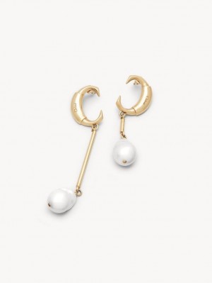 Boucles d'Oreilles Chloe Darcey Baroque Doré Blanche | CHE-SR14402