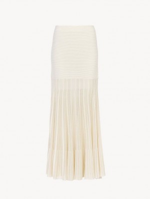 Jupes Chloe Flared Maxi Blanche | CHE-SR14075