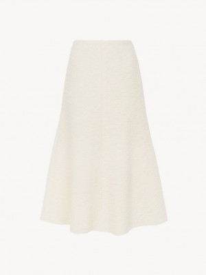 Jupes Chloe Flared Midi Blanche | CHE-SR14096