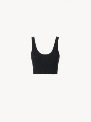 Knitwear Chloe Cropped Tank Noir | CHE-SR13922