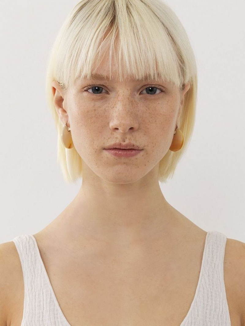 Boucles d'Oreilles Chloe Jemma Doré Blanche | CHE-SR14419