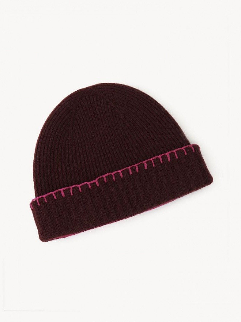Chapeaux Chloe Nervuré Knit Beanie Violette Rose | CHE-SR14472