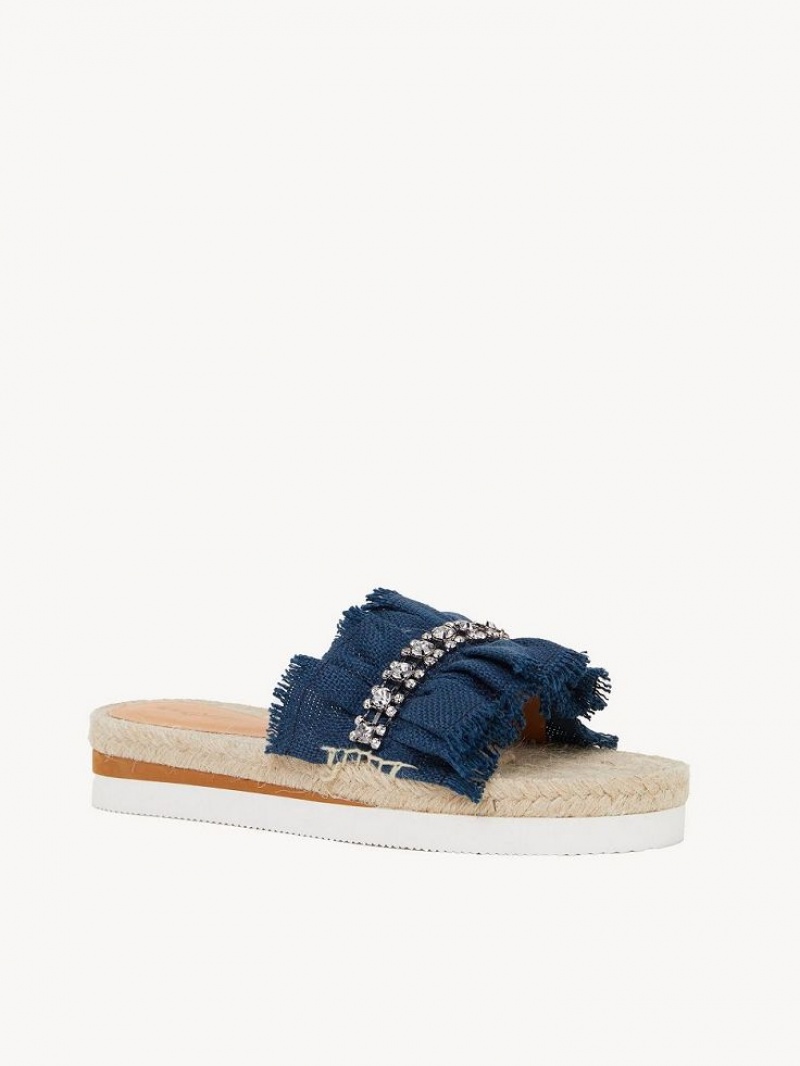 Chaussures Plates Chloe Mollie Espadrillas Bleu Foncé | CHE-SR14807
