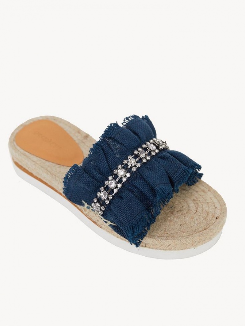 Chaussures Plates Chloe Mollie Espadrillas Bleu Foncé | CHE-SR14807