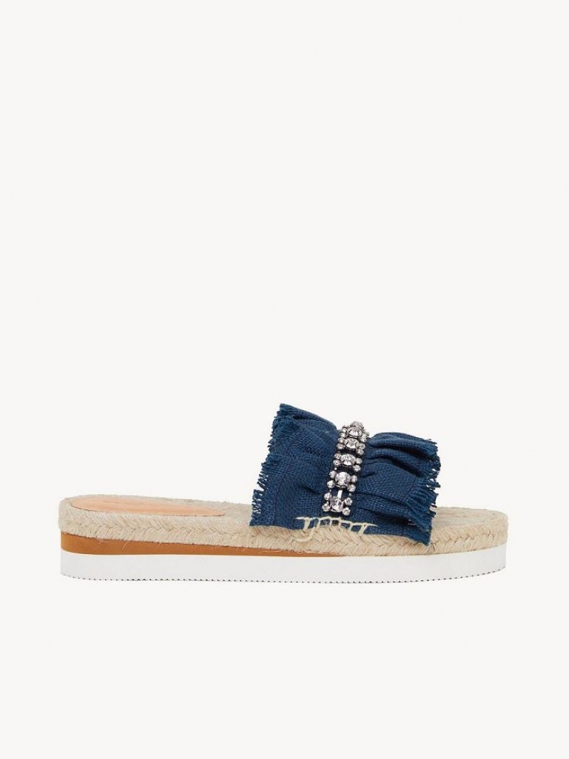 Chaussures Plates Chloe Mollie Espadrillas Bleu Foncé | CHE-SR14807