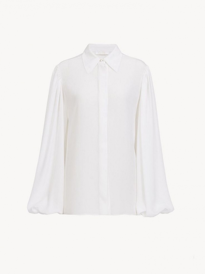 Chemisier Chloe Gathered-sleeve Blanche | CHE-SR13915