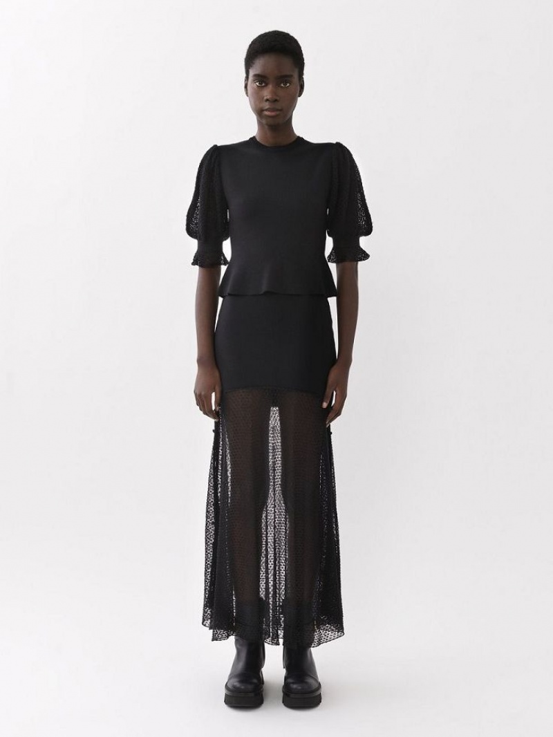 Jupes Chloe Flared Maxi Noir | CHE-SR14072