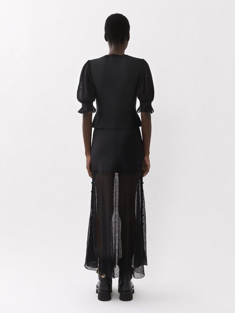 Jupes Chloe Flared Maxi Noir | CHE-SR14072