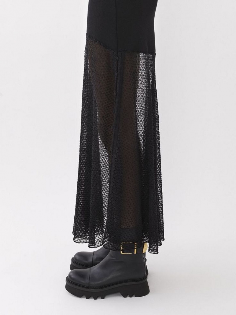 Jupes Chloe Flared Maxi Noir | CHE-SR14072