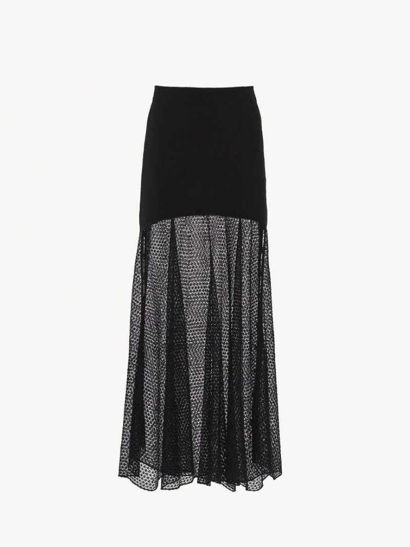 Jupes Chloe Flared Maxi Noir | CHE-SR14072