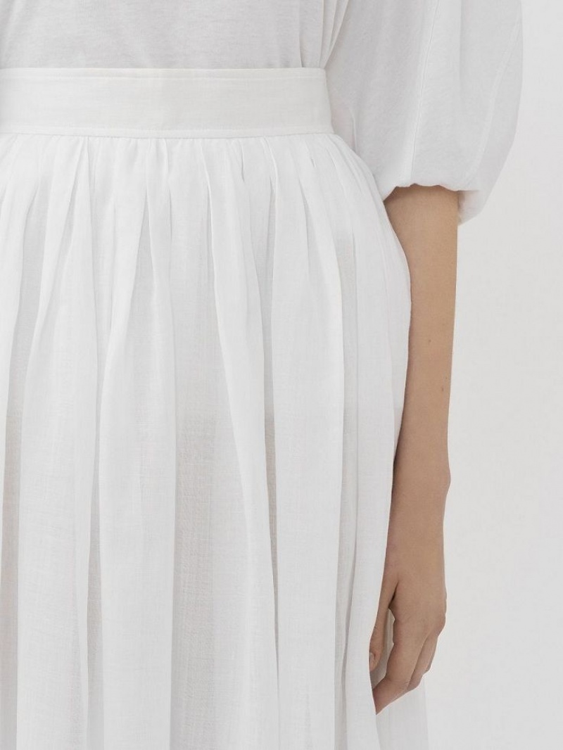 Jupes Chloe Gathered Mid-length Blanche | CHE-SR14073