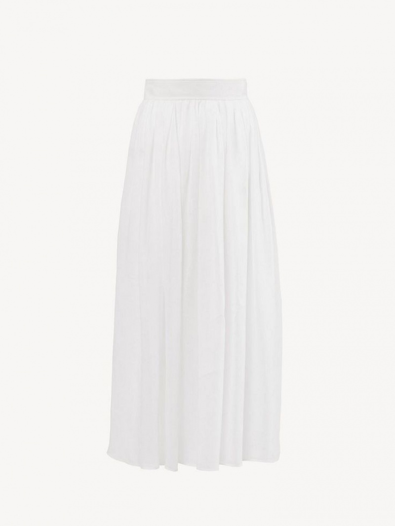 Jupes Chloe Gathered Mid-length Blanche | CHE-SR14073