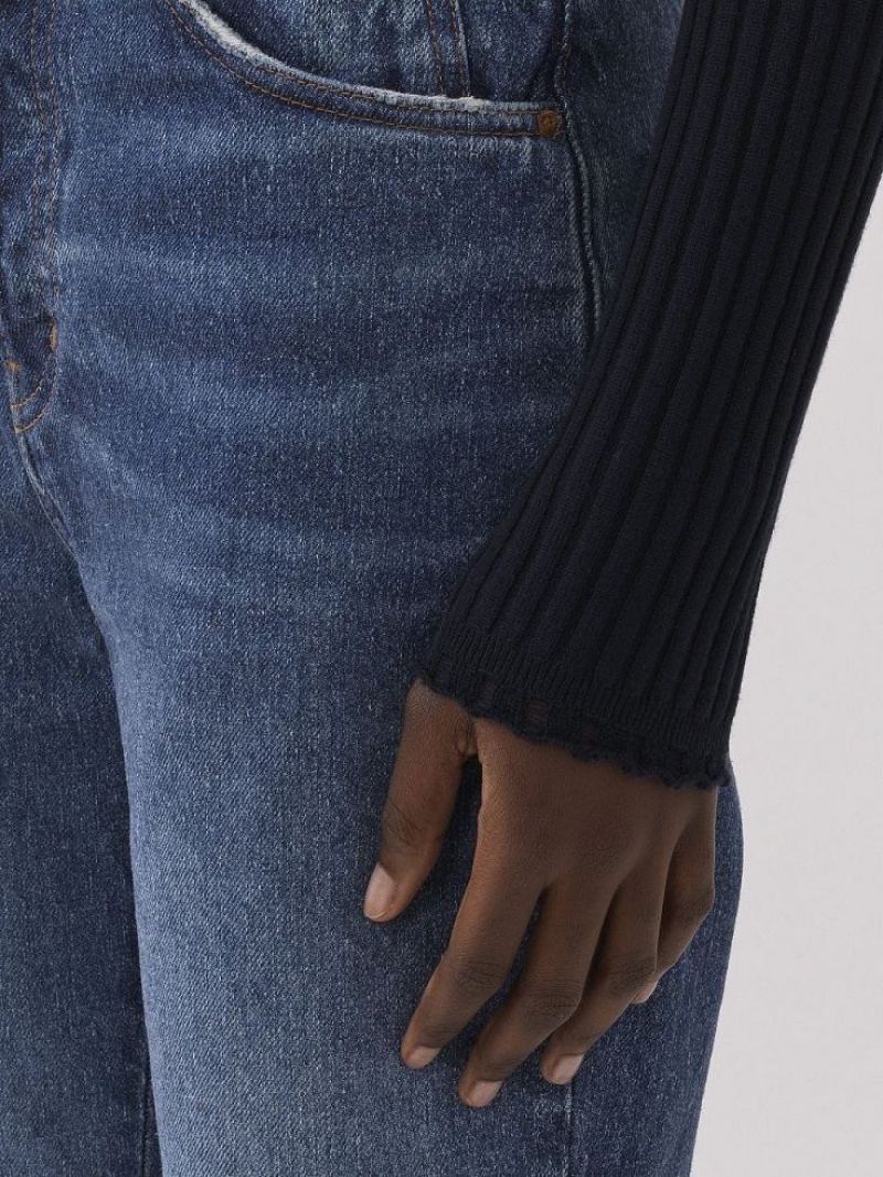 Knitwear Chloe Fitted High-neck Bleu Marine | CHE-SR13960