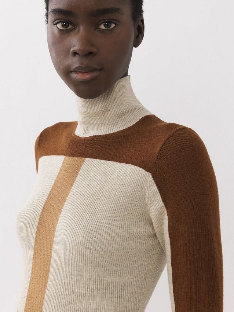 Knitwear Chloe Fitted High-neck Multicolore Marron | CHE-SR13947