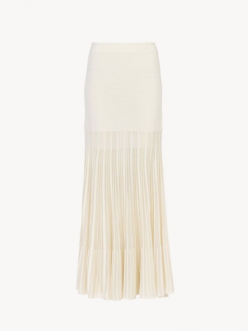 Knitwear Chloe Flared Maxi Blanche | CHE-SR13940
