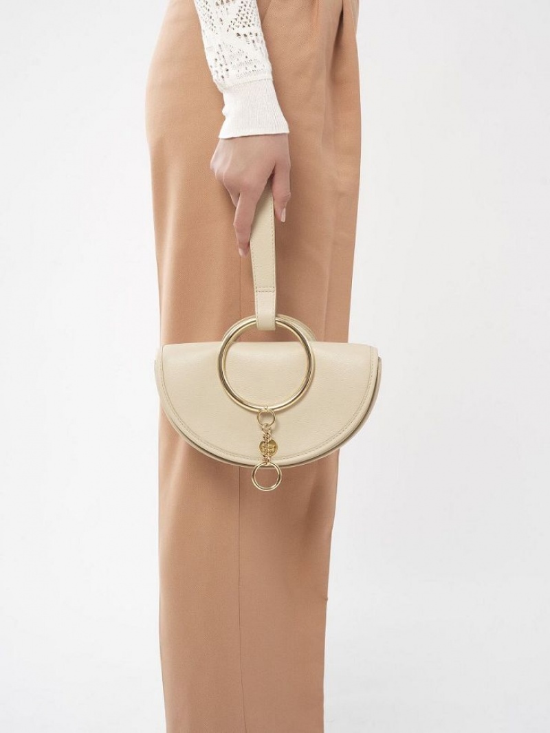 Mini Sacs Chloe Mara Half Moon Beige | CHE-SR14755