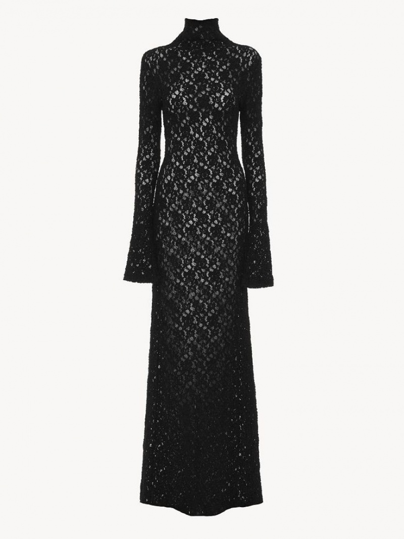 Peignoir Chloe Fitted Maxi Noir | CHE-SR13860