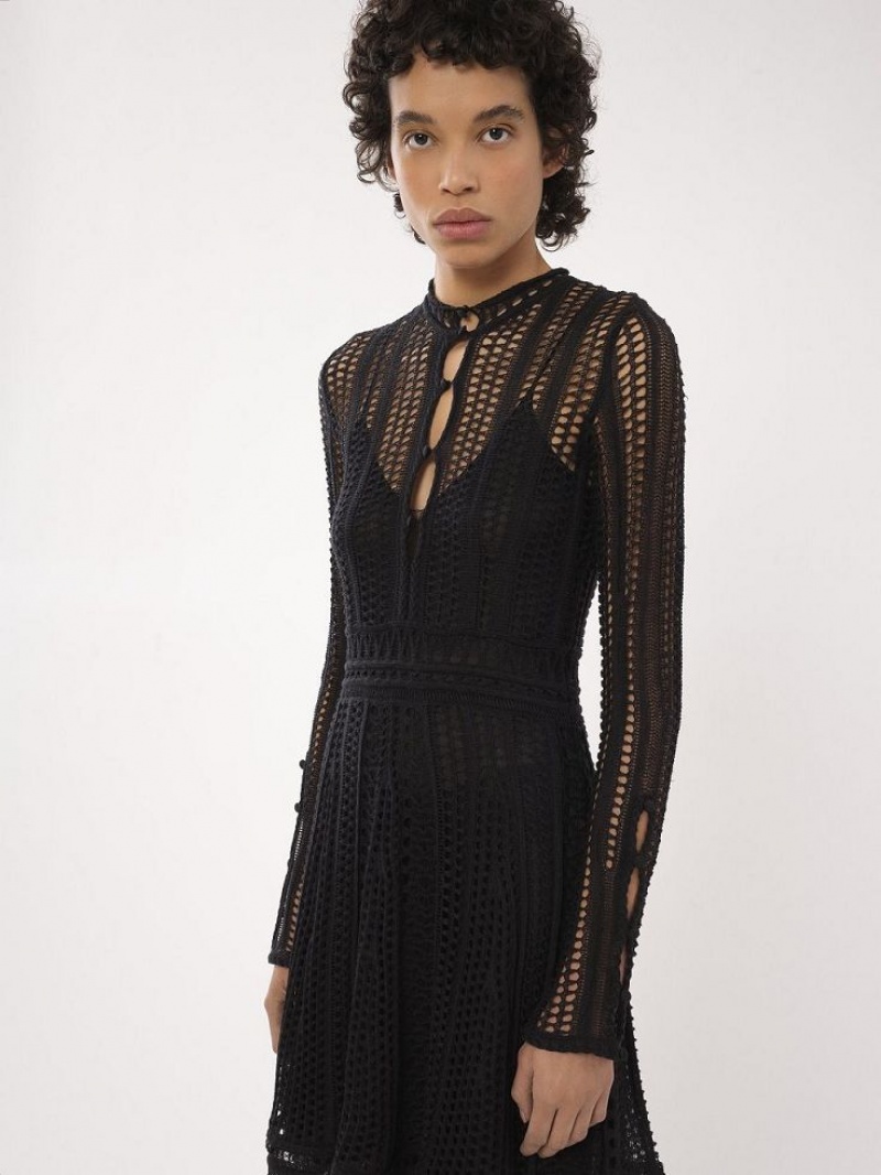 Peignoir Chloe Flared Mini Noir | CHE-SR13856