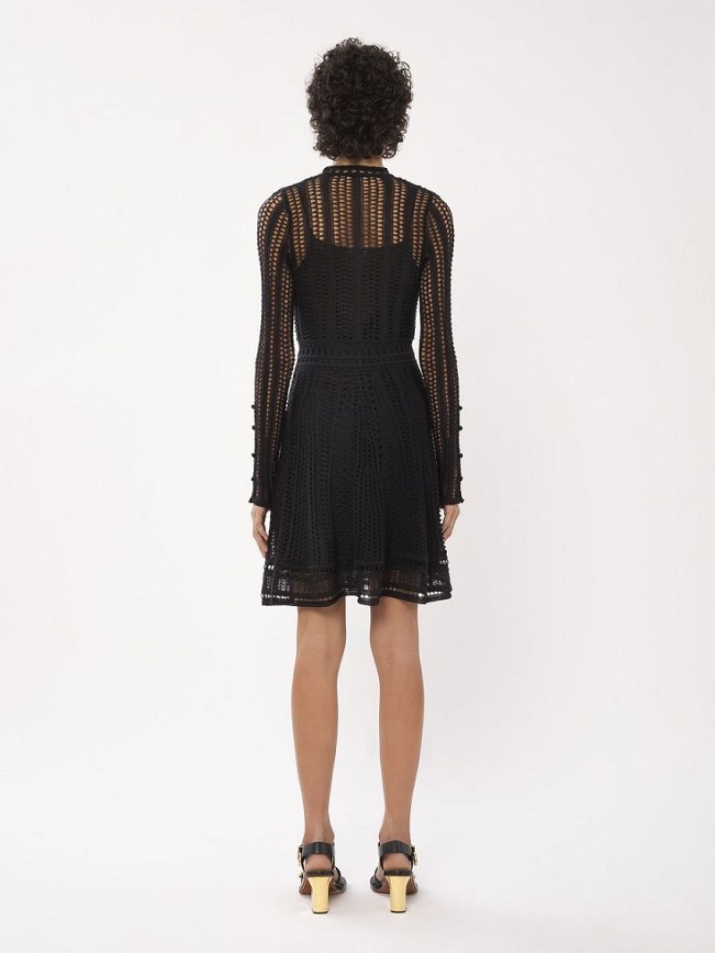Peignoir Chloe Flared Mini Noir | CHE-SR13856