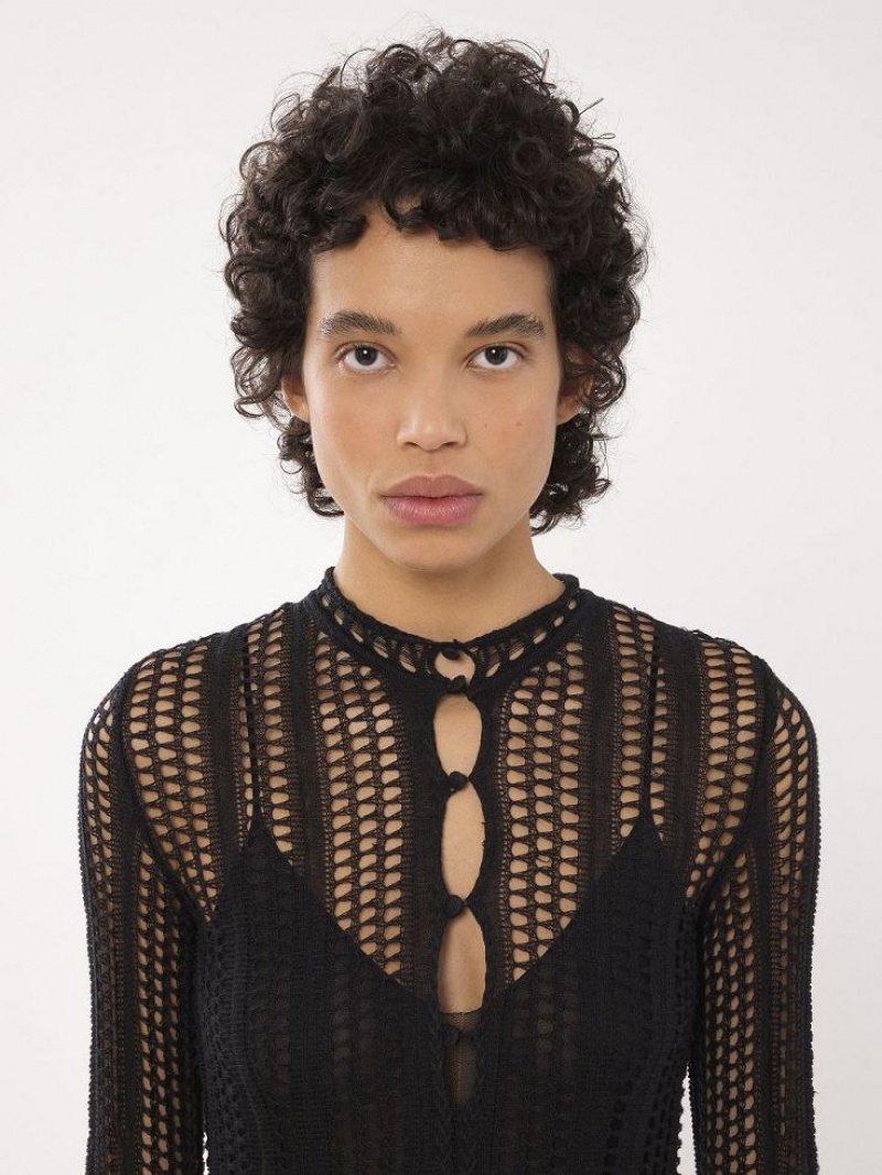 Peignoir Chloe Flared Mini Noir | CHE-SR13856