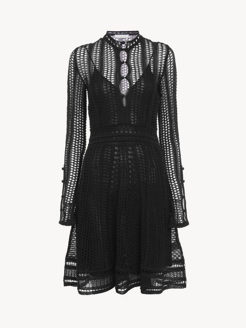 Peignoir Chloe Flared Mini Noir | CHE-SR13856