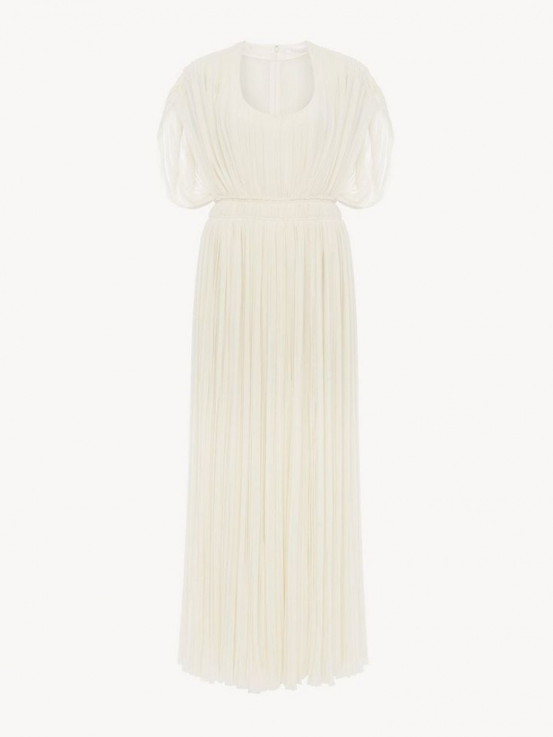 Peignoir Chloe Plissé Long Blanche | CHE-SR13859