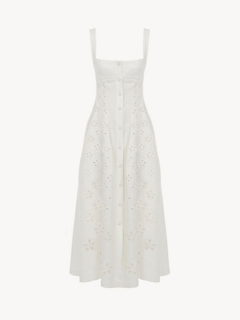 Peignoir Chloe Sans Manches Midi Blanche | CHE-SR13848