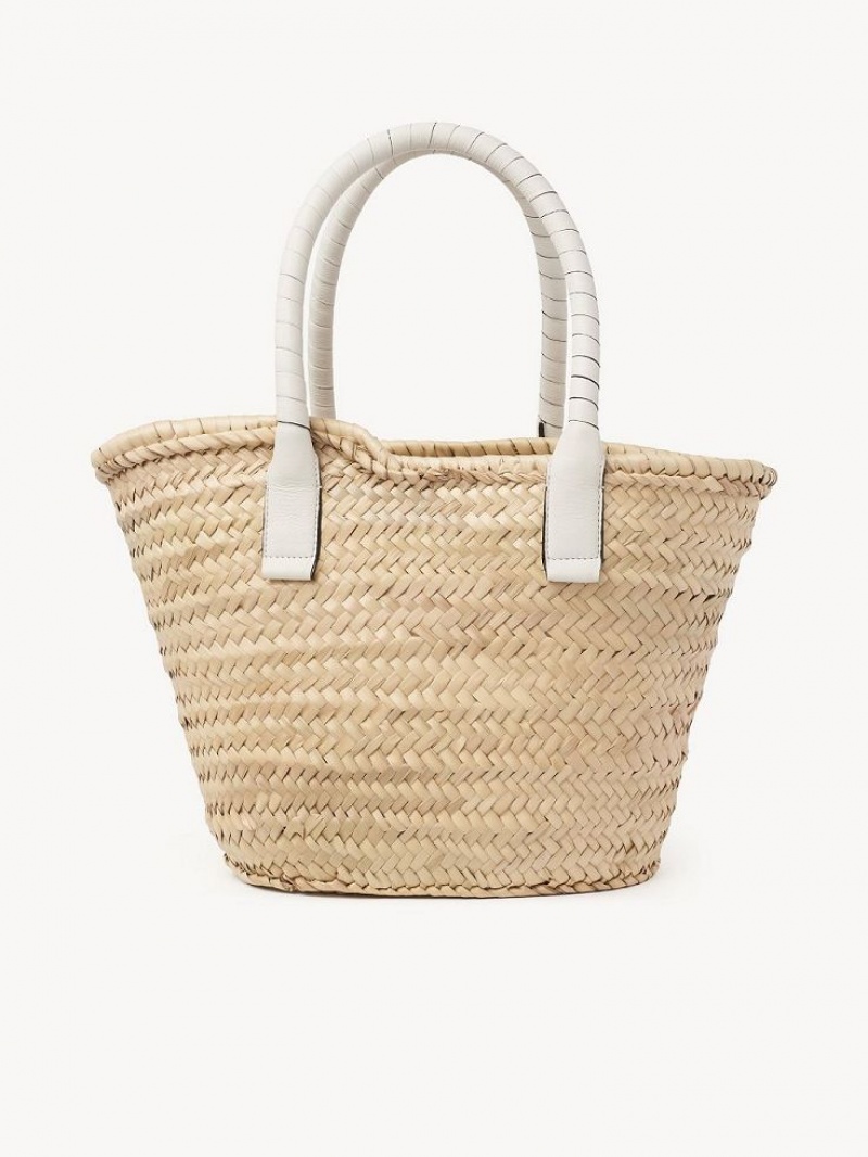 Sacs Fourre Tout Chloe Medium Marcie Basket Blanche | CHE-SR13291