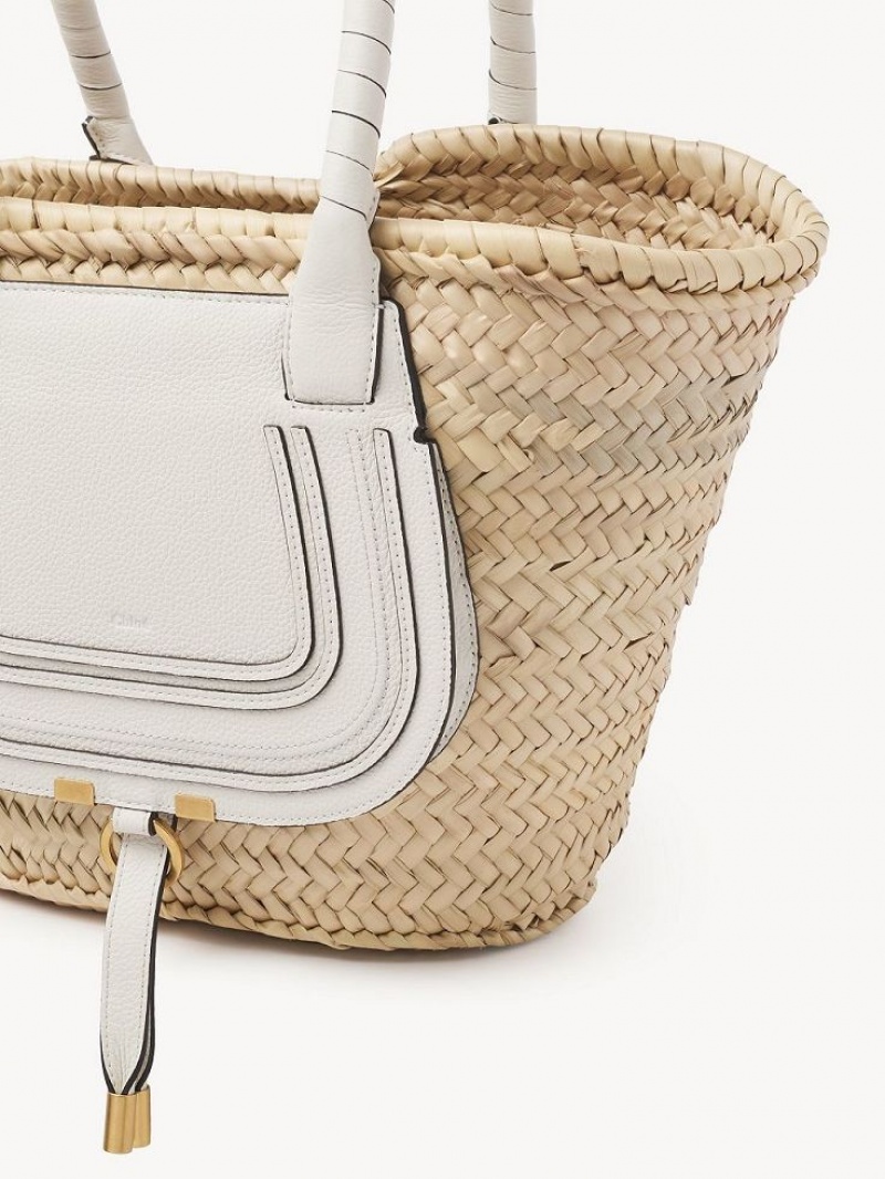 Sacs Fourre Tout Chloe Medium Marcie Basket Blanche | CHE-SR13291
