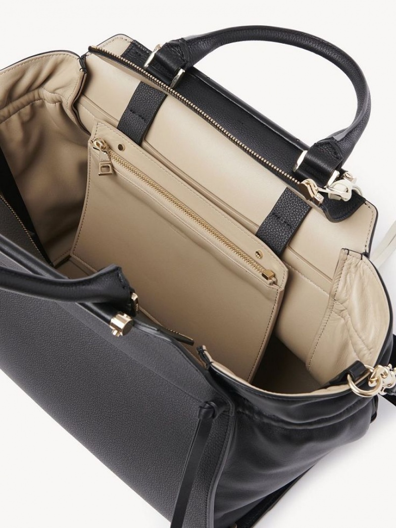 Sacs Fourre Tout Chloe Steph Medium Double Carry Noir | CHE-SR13372