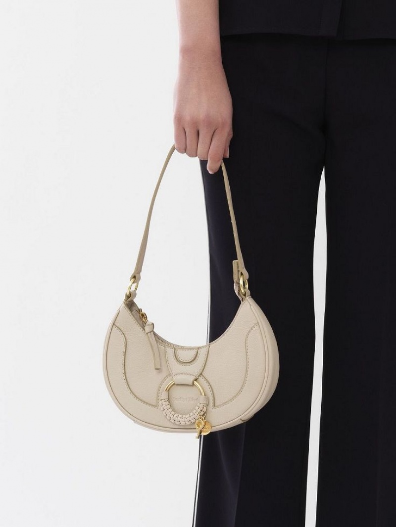 Sacs À Bandoulière Chloe Hana Half Moon Beige | CHE-SR14662