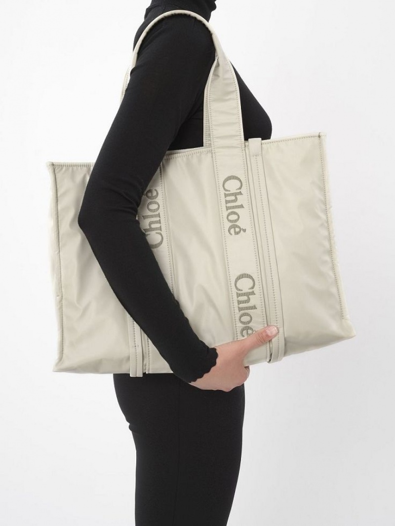 Sacs À Bandoulière Chloe Large Woody Blanche | CHE-SR13429