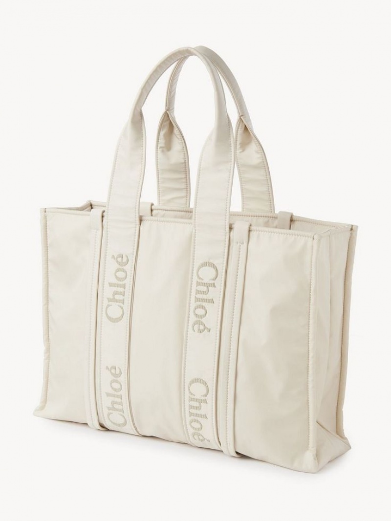 Sacs À Bandoulière Chloe Large Woody Blanche | CHE-SR13429
