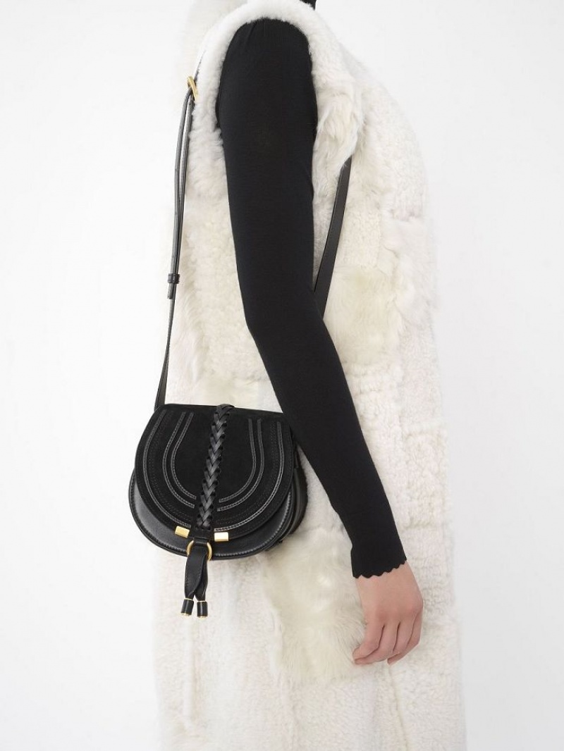 Sacs À Bandoulière Chloe Marcie Small Saddle Noir | CHE-SR13413