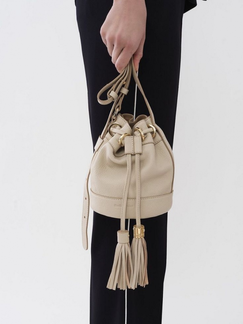 Sacs À Bandoulière Chloe Vicki Small Bucket Beige | CHE-SR14643