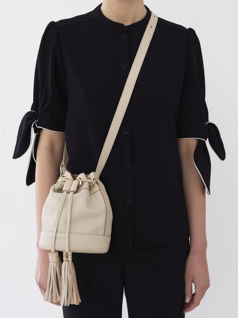Sacs À Bandoulière Chloe Vicki Small Bucket Beige | CHE-SR14643