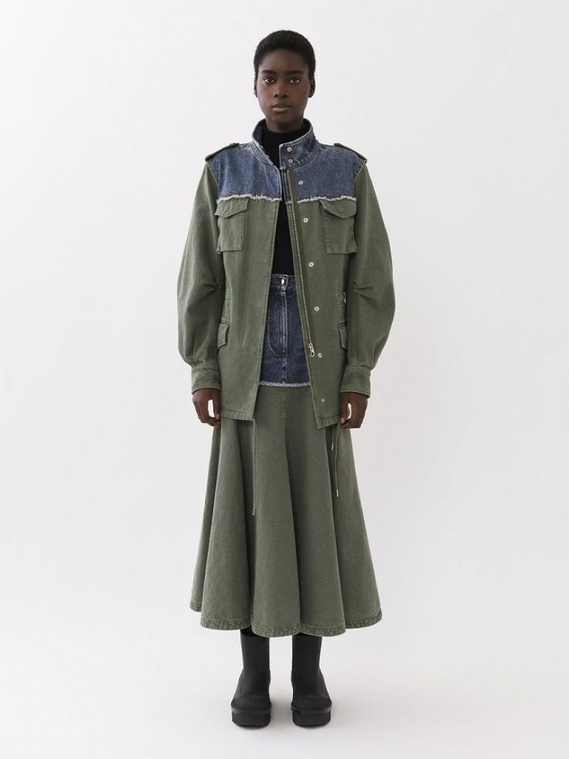 Vestes Chloe Utilitarian Safari Bleu Vert | CHE-SR13782